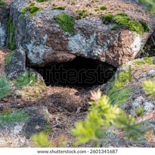 A secluded animal den serving as a sheltered hideout.