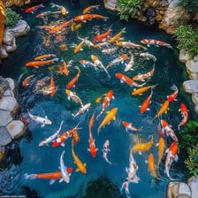 Colorful koi carp swimming in a pond