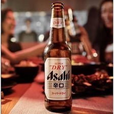 A bottle of Asahi Super Dry Japanese beer