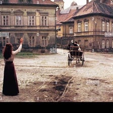 A village scene from the 1983 film “Yentl.”