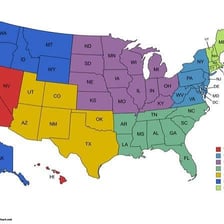 A map with one geographic region highlighted.