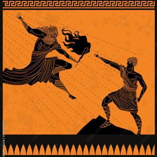 Artwork depicting Prometheus giving fire to humans