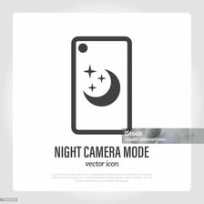 A smartphone camera interface showing a Night mode setting with a moon icon