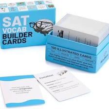 Vocabulary flashcards used for standardized-test preparation.