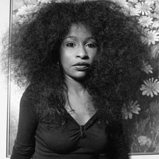 A portrait of singer Chaka Khan, known as the Queen of Funk.