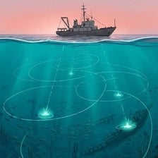 A sonar display used to detect objects beneath the water