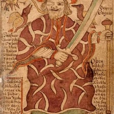 A manuscript page representing the medieval Icelandic Edda tradition.