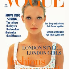Kate Moss, the English fashion model associated with British Vogue.