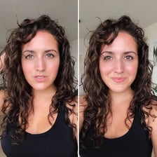 Curly hair showing the effects of humid weather.