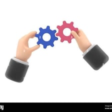 Two people exchanging objects between their hands.