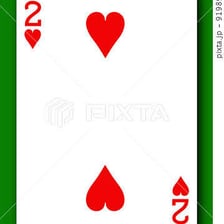 A playing card marked with two pips.