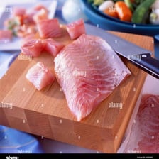 A boneless fish fillet prepared for cooking