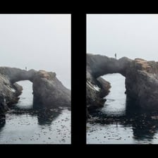 A photograph shown before and after its edges are cropped