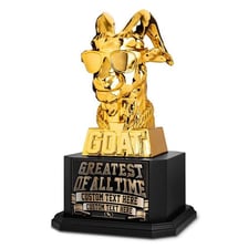 A sports trophy representing an all-time achievement