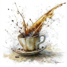 A latte cup shown in a simple illustration involving gravity.
