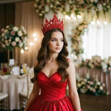 A prom queen wearing a jeweled tiara.