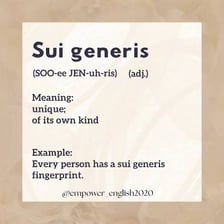 The Latin phrase “sui generis” displayed in written form.