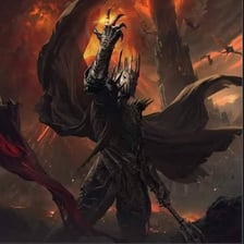 An illustration of Sauron, the armored Dark Lord from The Lord of the Rings.