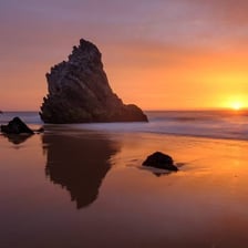 Landscape showing the passage from sunrise toward sunset