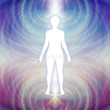 An artistic depiction of a glowing aura around a person