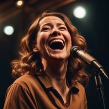 A person smiling while giving a small chuckle