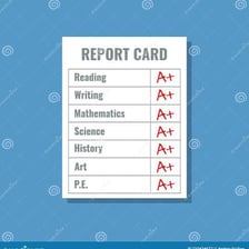 A report card displaying an A grade.