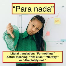 A Spanish-English dictionary entry translating “nada” as “nothing.”