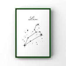 The Leo zodiac symbol shown with its constellation.