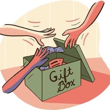Several people contributing money toward one shared purchase