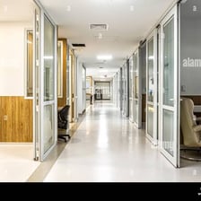 A hospital intensive care unit with patient-monitoring equipment