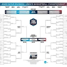 A printed NCAA college basketball tournament bracket