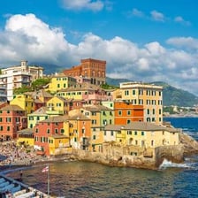 The harbor and skyline of Genoa, Italy