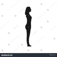 A slender human silhouette shown in profile.