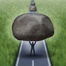 A person walking around an obstacle rather than directly toward it.