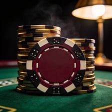 Poker chips and cards arranged for a high-stakes game