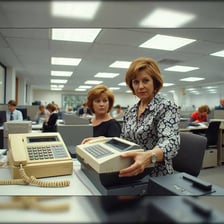 An office fax machine sending a document