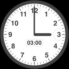 A clock face used to represent an approximate time.