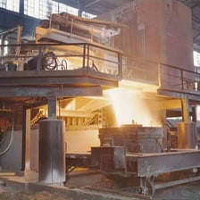 Molten steel being processed in an industrial facility