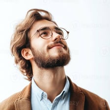 A person with a thoughtful expression, appearing absorbed in thought.