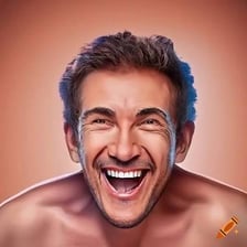A person smiling broadly and brightly
