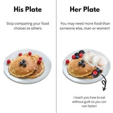 Two people eating, with one consuming more food than the other