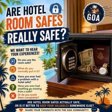 A passport placed inside a small hotel-room safe.