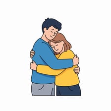 A person showing affection to a loved one