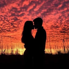 A couple kissing