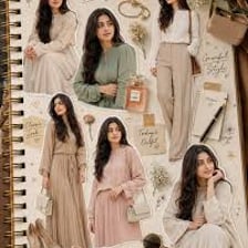 A refined, elegantly styled fashion scene.