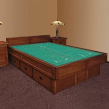 A waterbed in a bedroom