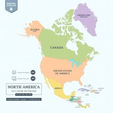 A map of North America labeled as América del Norte