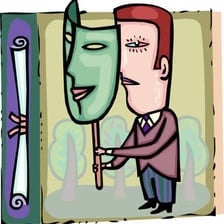 An illustration depicting a deceptive disguise or scheme