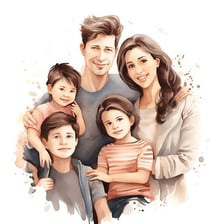A family portrait including a daughter and her brother.