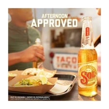 A bottle of Sol Mexican lager beer.